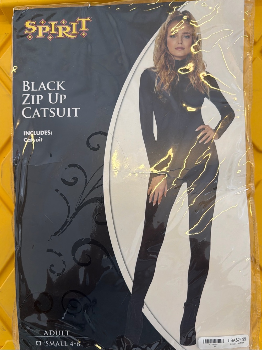 Spirit Halloween Black Zip-Up Catsuit Jumpsuit